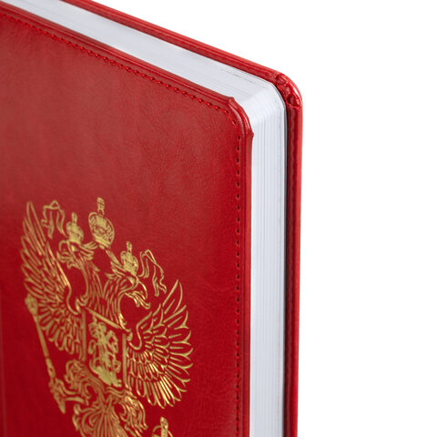 Ежедневник датированный 2027, А5, 138х213 мм, BRAUBERG "State", под кожу, красный, 118042 - фото 3