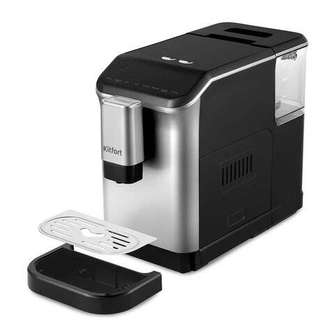 Кофемашина KITFORT КТ-7166, 1350 Вт, объем 1,5 л, для зерен 200 г, автокапучинатор, серебристая - фото 4