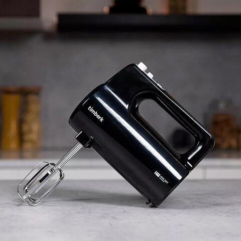 Миксер TIMBERK T-HM40S50, 700 Вт, 5 скоростей, 2 венчика, 2 крюка для теста, контейнер, черный - фото 5