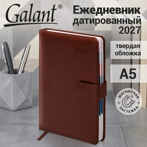 Ежедневник датированный 2027, А5, 148х218 мм, GALANT "Ritter", под кожу, коричневый, 118076 - фото 15
