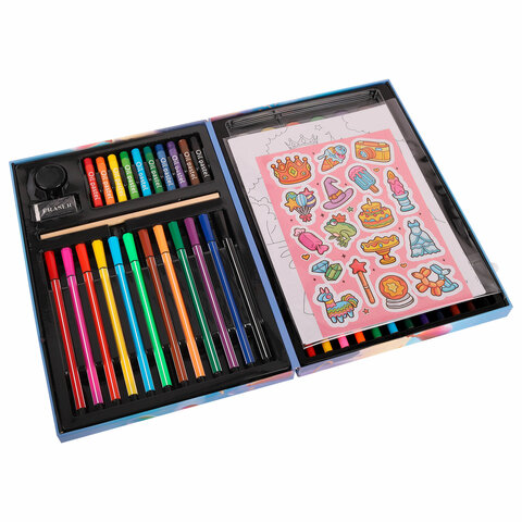 Набор ЮНОГО ХУДОЖНИКА "ПРИНЦЕССА" для рисования и творчества в кейсе ЮНЛАНДИЯ, 75 предметов, 665673 - фото 5