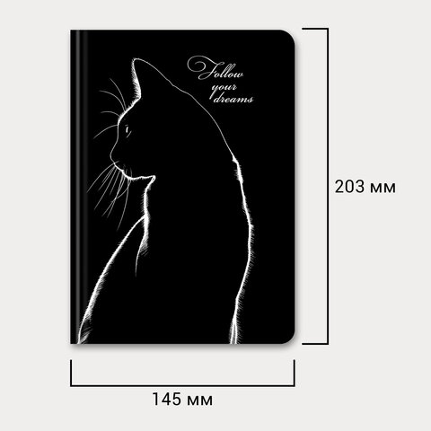 Ежедневник недатированный с резинкой А5 145х203 мм, BRAUBERG, твердый, 160 л., "Black cat", 116305 - фото 11