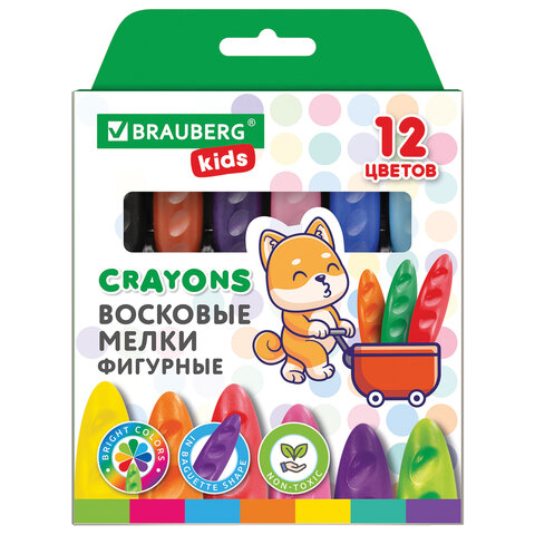 Восковые мелки фигурные BRAUBERG KIDS "Батоны", 12 цветов, 273093 - фото 1