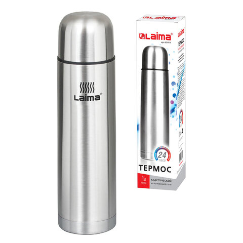 Термос LAIMA классический с узким горлом, 1 л, нержавеющая сталь, 601414 - фото 1