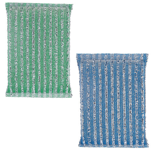 Губка-скрабер для ЭМАЛИ и ТЕФЛОНА, размер 13х8,5х1,5 см, КОМПЛЕКТ 2 штуки, посуда, уборка, LAIMA, 700057 - фото 3