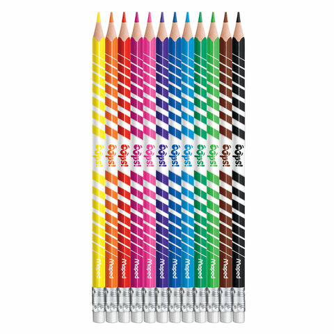 Карандаши цветные стираемые с ластиком MAPED (Франция) "Color'Peps Oops", 12 цветов, трехгранные, 832812 - фото 2