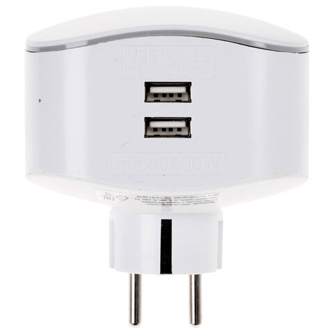 Сетевой разветвитель ЭРА SP-3e 3 розетки + 2 USB, с заземлением, со шторками, 16 А, белый, SP-3e-USB-2A - фото 4