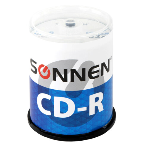 Диски CD-R SONNEN, 700 Mb, 52x, Cake Box (упаковка на шпиле) КОМПЛЕКТ 100 шт., 513533 - фото 1