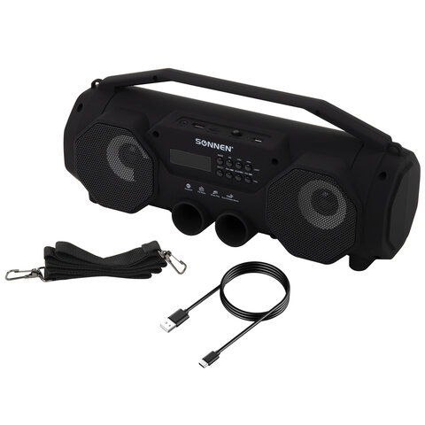 Колонка портативная с подсветкой SONNEN B306, 12 Вт, Bluetooth, FM-тюнер, microSD, MP3-плеер, черная, 513479 - фото 5