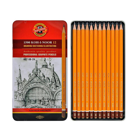 Набор карандашей черногр KOH-I-NOOR 1502/II 8B-2H 12шт./наб.,б/ласт, Чехия - фото 2