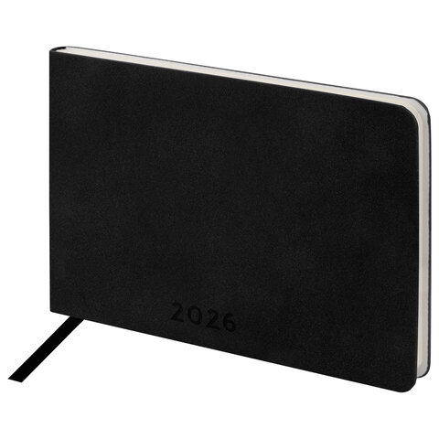 Еженедельник датированный 2026 МАЛЫЙ ФОРМАТ 105х160 мм, А6, BRAUBERG "Unique", черный, 117208 - фото 1