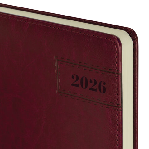 Ежедневник датированный 2026 БОЛЬШОЙ ФОРМАТ 210х297 мм, А4, BRAUBERG "Imperial", под кожу, бордо, 117248 - фото 3