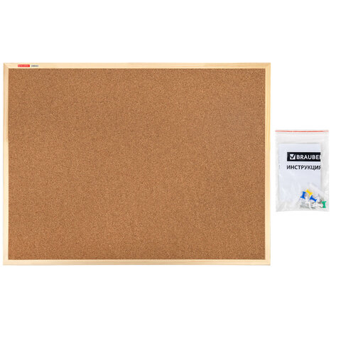 Доска пробковая для объявлений 90х120 см, деревянная рамка, BRAUBERG Wood, 238312 - фото 7