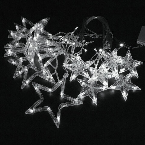 Электрогирлянда-занавес комнатная "Звезды" 3х0,5 м, 108 LED, холодный белый, 220 V, ЗОЛОТАЯ СКАЗКА, 591355 - фото 2