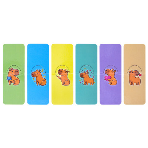 Закладки для книг МАГНИТНЫЕ, "АССОРТИ 5 ДИЗАЙНОВ ЗВЕРЯТА", 6 штук, 35x25 мм, FUNSTER (ФАНСТЕР), 116651 - фото 4