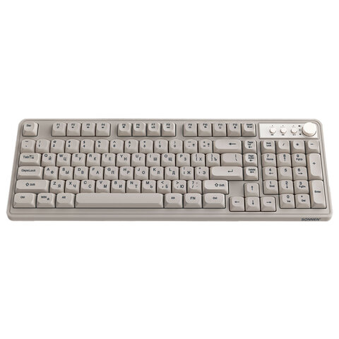 Клавиатура проводная USB, 102+98 клавиш, LED-подсветка, SONNEN K620, слоновая кость / серая, 513950 - фото 8