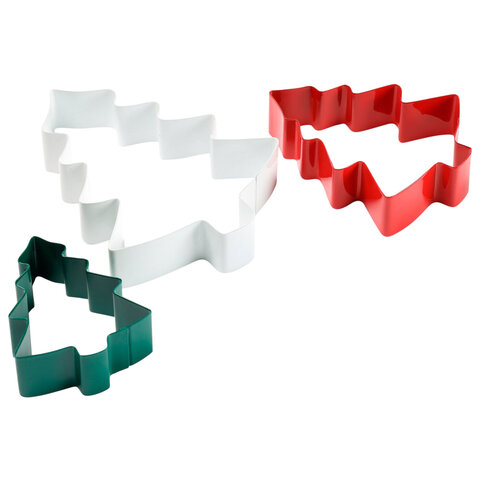 Набор вырубок для печенья новогодний 3 шт., "Елочки", нержавеющая сталь, рецепт, ЗОЛОТАЯ СКАЗКА, 592494 - фото 3