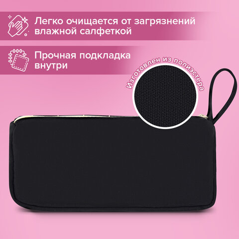 Пенал мягкий BRAUBERG, 1 отделение, карман на липучке, значок, 22х10х6 см, "Black checkered", 273579 - фото 14