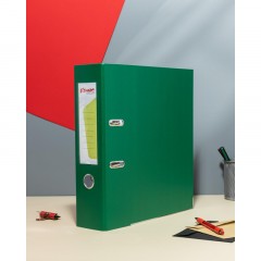 Папка-регистратор с арочн.мех.Комус Экономи 80мм,зелая,ПБП1,карм.кор,мет.уг - фото 10