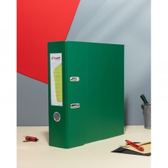 Папка-регистратор с арочн.мех.Комус Экономи 80мм,зелая,ПБП1,карм.кор,мет.уг - фото 12