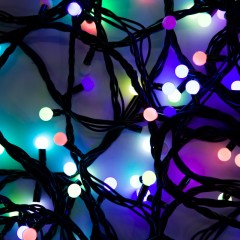 Гирлянда светодиодная Мультишарики 13мм, 20м,черный ПВХ, 200, RGB 303-509-1 - фото 4
