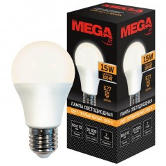 Лампа светодиодная Mega E27 15W 3000K  груша - фото 2