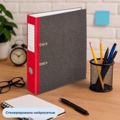 Папка-регистратор 75 мм Attache мрамор,мет.уг.,крас кореш,карм.кор,бум/бум - фото 12