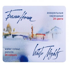 Карандаши акварельные цветные Белые Ночи, 24 цвета, жесть. 1581201256 Карандаши акварельные цветные Белые Ночи, 24 цвета, жесть. 1581201256 - фото 2