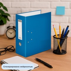Папка-регистратор с ароч.мех. PVC без мет/уг 125мм синий,ПБП1,карм.кор - фото 12