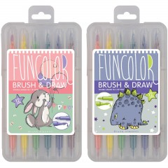 Фломастеры КИСТОЧКИ ДВУСТОРОННИЕ FUNCOLOR 12цв,в пластиковом пенале 32-0047 - фото 2