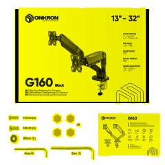Кронштейн Onkron G160, TV 13-32, для 2-ух мон, газлифт, настольный, чер - фото 7