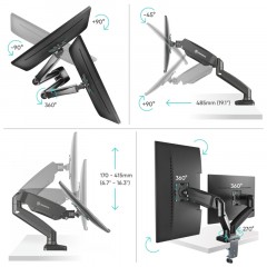 Кронштейн Onkron G160, TV 13-32, для 2-ух мон, газлифт, настольный, чер Кронштейн Onkron G160, TV 13-32, для 2-ух мон, газлифт, настольный, чер - фото 4