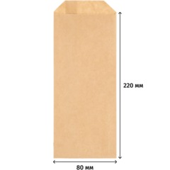 Пакет бумажный  80x20х220, 70 гр/м2, крафт, коричневый, 500 шт/уп - фото 4