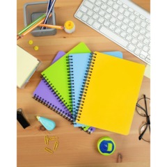 Бизнес-тетрадь А5,96л,кл,спир,пластик,тон.бл. Attache Bright colours Лайм - фото 10
