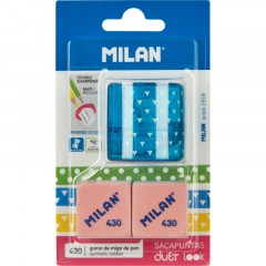 Набор Milan точилка DUET LOOK 2отв син + 2 ластика 430 синт кауч BYM10370 Набор Milan точилка DUET LOOK 2отв син + 2 ластика 430 синт кауч BYM10370 - фото 2
