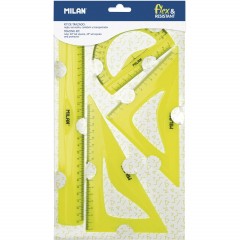 Набор Milan для черчения:линейка 30см, 2треуг(45град,30град),транспорт, жел - фото 7
