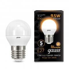 Лампа светодиодная Gauss LED Шар E27 9.5Вт 890Лм 3000K (105102110) Лампа светодиодная Gauss LED Шар E27 9.5Вт 890Лм 3000K (105102110) - фото 3