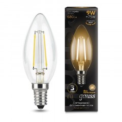 Лампа светодиодная Gauss LED Filament Свеча E14 9Вт 680Лм 2700К (103801109) Лампа светодиодная Gauss LED Filament Свеча E14 9Вт 680Лм 2700К (103801109) - фото 2