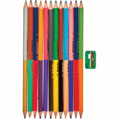 Карандаши цветные 24цв 12шт 3-гран,двустор с точилкой Kores 93212. - фото 2