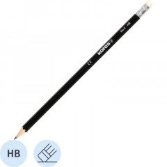 Карандаш чернографитный Kores шестигранный HB с ластиком