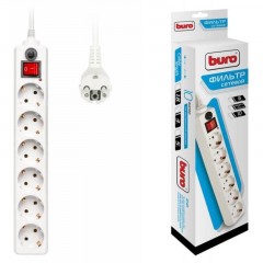 Сетевой фильтр Buro 600SH-1.8-W 1.8м (6 розеток) белый Сетевой фильтр Buro 600SH-1.8-W 1.8м (6 розеток) белый - фото 2