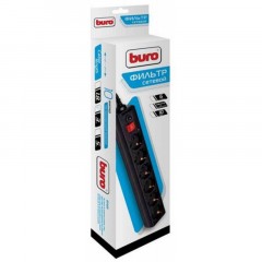 Сетевой фильтр Buro 600SH-3-B 3м (6 розеток) черный Сетевой фильтр Buro 600SH-3-B 3м (6 розеток) черный - фото 2