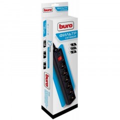 Сетевой фильтр Buro 600SH-5-B 5м (6 розеток) черный Сетевой фильтр Buro 600SH-5-B 5м (6 розеток) черный - фото 2