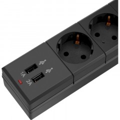 Сетевой фильтр Buro BU-SP1.8_USB_2A-B 1.8м (6 розеток) черный Сетевой фильтр Buro BU-SP1.8_USB_2A-B 1.8м (6 розеток) черный - фото 4