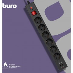 Сетевой фильтр Buro BU-SP1.8_USB_2A-B 1.8м (6 розеток) черный Сетевой фильтр Buro BU-SP1.8_USB_2A-B 1.8м (6 розеток) черный - фото 10