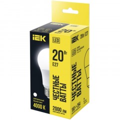 Лампа светодиодная IEK ECO A60 LLE-A60-20-230-40-E27 20Вт 230В 4000К E27 Лампа светодиодная IEK ECO A60 LLE-A60-20-230-40-E27 20Вт 230В 4000К E27 - фото 5