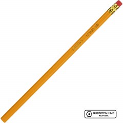 Карандаш чернографитный Attache HB шестигр., дерево, с ластиком - фото 3