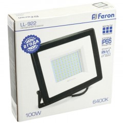 Прожектор светодиодный FERON LL-922 100W 6400К 230В 9500Лм IP65 (32103) Прожектор светодиодный FERON LL-922 100W 6400К 230В 9500Лм IP65 (32103) - фото 7