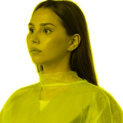 Халат н/с процед, рук.рез, на кнопк, XXL, дл.110см, пл 25, голуб, 10шт/уп - фото 2