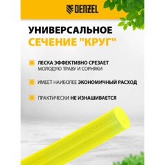 Леска для триммера круглая 2,4 мм х 44 м FLEX CORD Denzel 96119 - фото 4